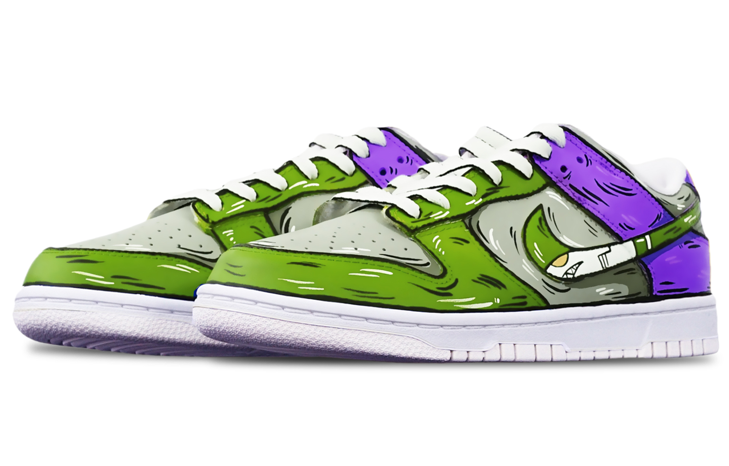 Lookbook [Sepatu Custom] Nike Dunk Low 'Sketsa Peluru Hiu' DH9765-100(TeamT-鲨鱼灰绿紫女S-BOX)