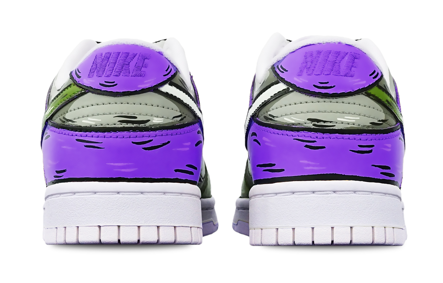 Shop [Sepatu Custom] Nike Dunk Low 'Sketsa Peluru Hiu' DH9765-100(TeamT-鲨鱼灰绿紫女S-BOX)