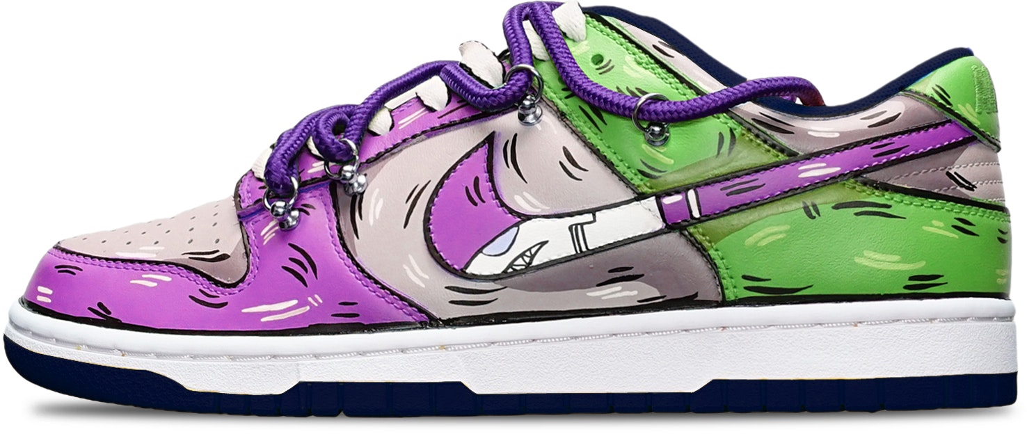 custom-shoes-nike-dunk-low-shark-swoosh-deconstructed-purple-grey-green