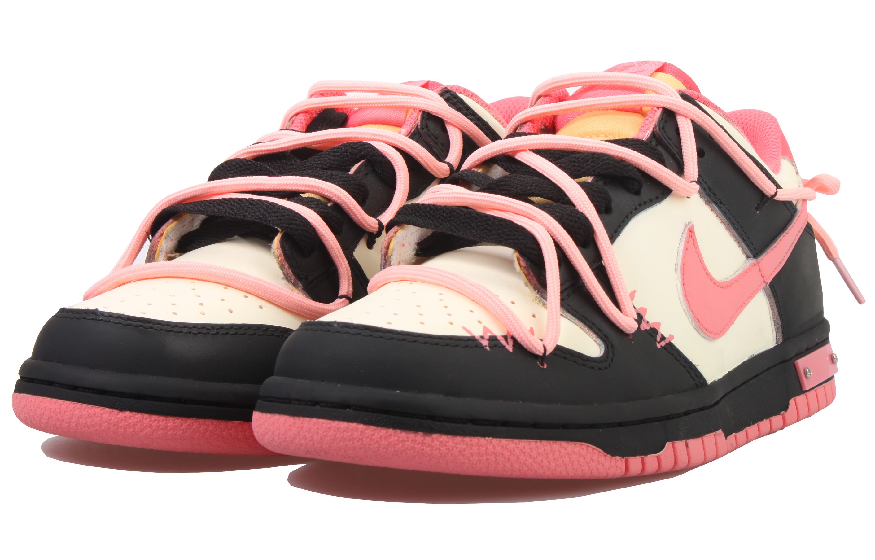 Lookbook 【定製籃球鞋】Nike Dunk Low rose Orange 涩谷辣妹 特殊鞋盒 低筒 板鞋 GS 黑粉