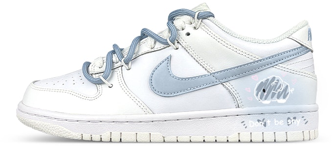 【客製球鞋】Nike Dunk Low 禮盒 襪子 解構雙鞋帶 害羞小象 暈染漸變 低筒 板鞋 GS 白藍 Buy 【客製球鞋】Nike Dunk Low 禮盒 襪子 解構雙鞋帶 害羞小象 暈染漸變 低筒 板鞋 GS 白藍