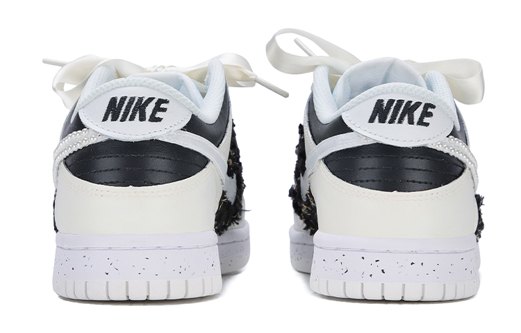 Shop [定制鞋] 耐克Dunk Low '丝绸鞋带 香奈儿珍珠 女神节日' DH9765-100(Team6-丝绸小香黑色)