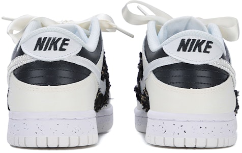 【定制球鞋】Nike Dunk Low 絲綢鞋帶 小香風 貼皮 毛呢 女神節禮物 珍珠 低幫 板鞋 GS 黑白 Shop 【定制球鞋】Nike Dunk Low 絲綢鞋帶 小香風 貼皮 毛呢 女神節禮物 珍珠 低幫 板鞋 GS 黑白