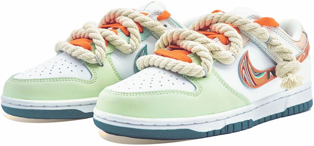 【定製籃球鞋】Nike Dunk Low 絲路 敦煌 減震 鴛鴦 粗麻繩 解構 低筒 板鞋 GS 白綠 Lookbook 【定製籃球鞋】Nike Dunk Low 絲路 敦煌 減震 鴛鴦 粗麻繩 解構 低筒 板鞋 GS 白綠