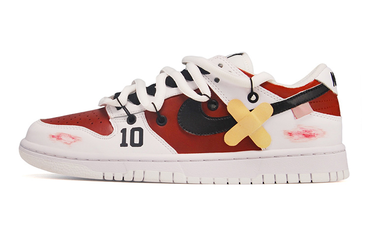 Buy [定制鞋款] 耐克Dunk Low 'Slam Dunk解构红黑白' DH9765-100(TeamE-女款皮贴红黑白)