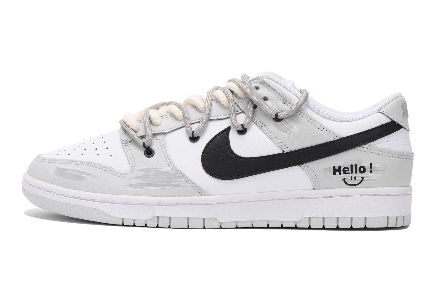 [Custom Shoes] Nike Dunk Low 'Smiley Deconstructed Grey' - Novelship