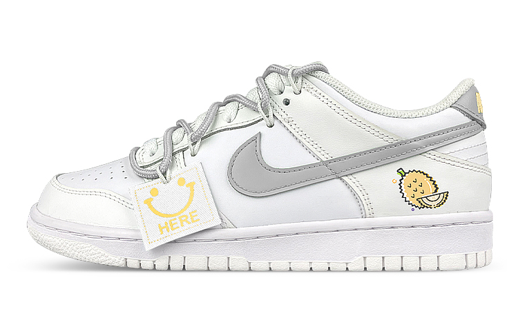 Buy [Zapatos Personalizados] Nike Dunk Low 'Smiley Durian Blanco Gris Amarillo' DH9765-100(Team47-女榴莲解)