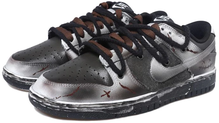 【定制球鞋】Nike Dunk Low OKHR 貼布 笑臉 復古 塗鴉 做舊Vibe 解構風 低幫 板鞋 GS 黑白 Shop 【定制球鞋】Nike Dunk Low OKHR 貼布 笑臉 復古 塗鴉 做舊Vibe 解構風 低幫 板鞋 GS 黑白