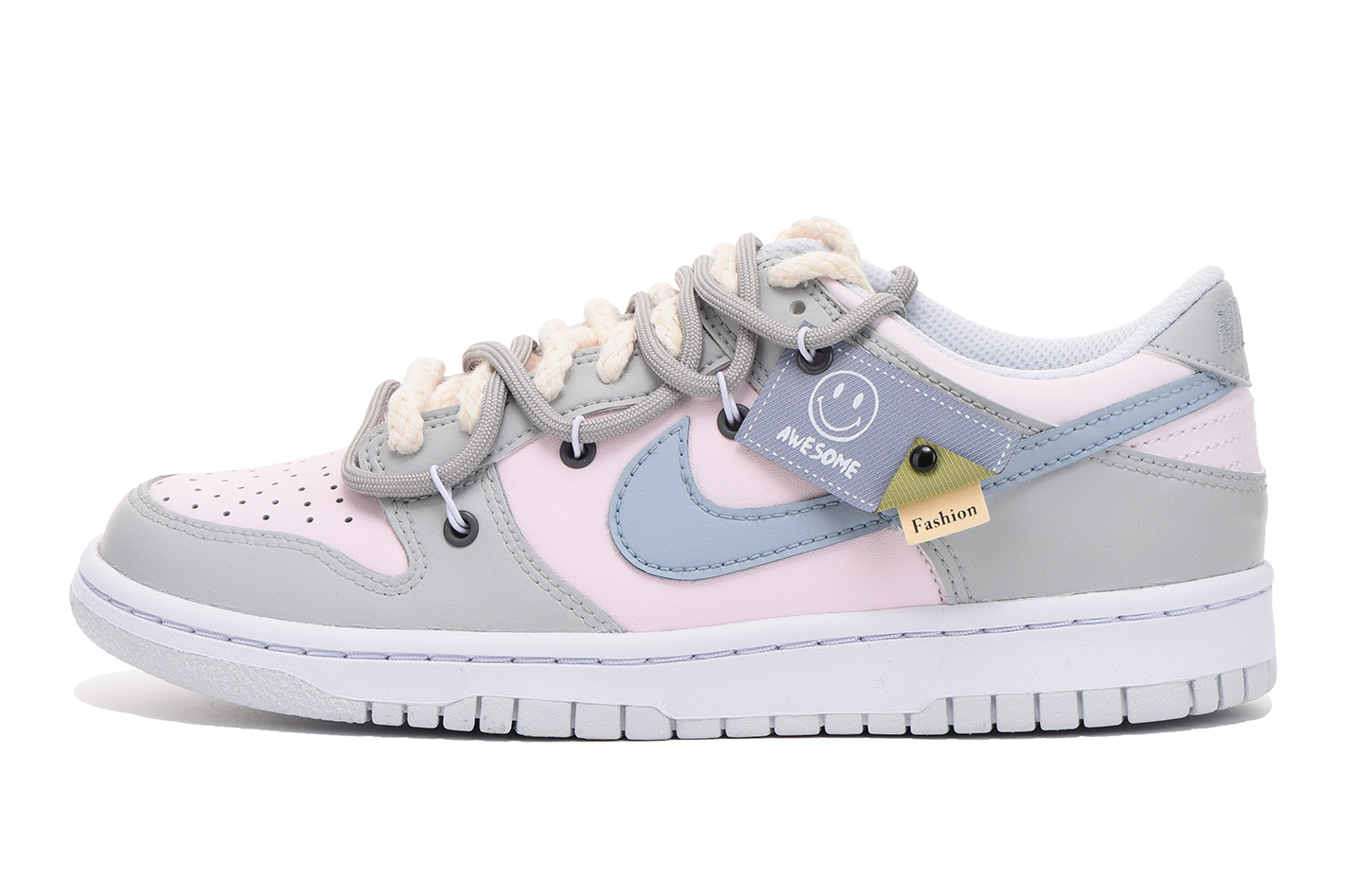 Buy [Kasut Custom] Nike Dunk Low 'Smiley Grey' FD1232-002(Team拾伍-女款灰笑脸)