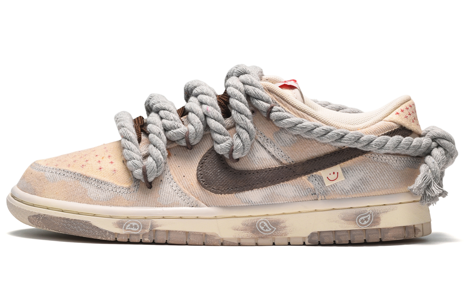 [Custom Shoes] Nike Dunk Low 'Smiley Paisley Brown-Yellow'