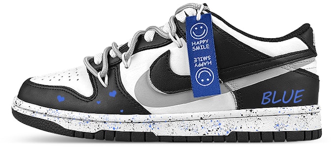 【訂製球鞋】Nike Dunk Low 熊貓 笑臉 藍布貼 愛心 潑墨 解構 雙鞋帶 低筒 滑板鞋 GS 黑白灰 Buy 【訂製球鞋】Nike Dunk Low 熊貓 笑臉 藍布貼 愛心 潑墨 解構 雙鞋帶 低筒 滑板鞋 GS 黑白灰