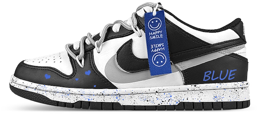 【訂製球鞋】Nike Dunk Low 熊貓 笑臉 藍布貼 愛心 潑墨 解構 雙鞋帶 低筒 滑板鞋 GS 黑白灰 Buy 【訂製球鞋】Nike Dunk Low 熊貓 笑臉 藍布貼 愛心 潑墨 解構 雙鞋帶 低筒 滑板鞋 GS 黑白灰