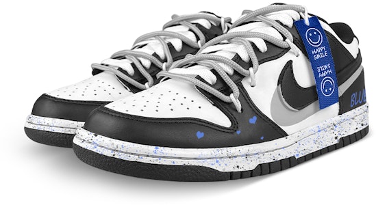 【訂製球鞋】Nike Dunk Low 熊貓 笑臉 藍布貼 愛心 潑墨 解構 雙鞋帶 低筒 滑板鞋 GS 黑白灰 Lookbook 【訂製球鞋】Nike Dunk Low 熊貓 笑臉 藍布貼 愛心 潑墨 解構 雙鞋帶 低筒 滑板鞋 GS 黑白灰