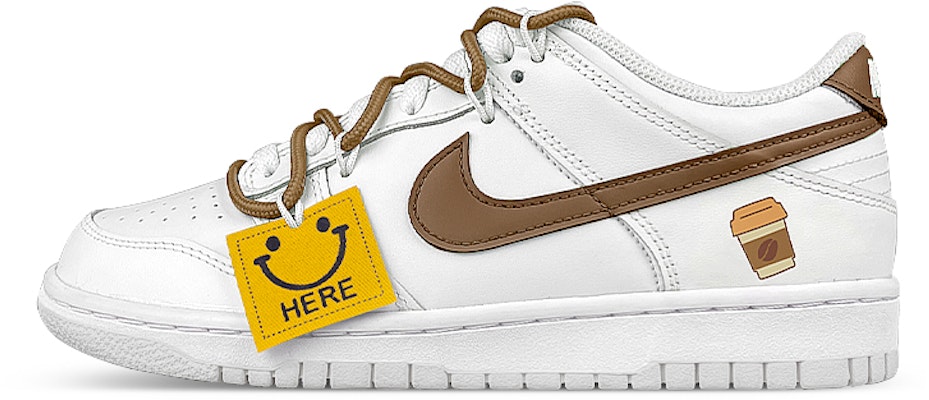 【台灣風尚】Nike Dunk 低筒 解構雙鞋帶 笑臉布章 摩卡咖啡 襪子 禮盒款 白棕色 男士滑板鞋 Buy 【台灣風尚】Nike Dunk 低筒 解構雙鞋帶 笑臉布章 摩卡咖啡 襪子 禮盒款 白棕色 男士滑板鞋