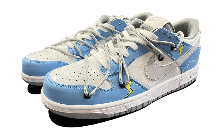 Lookbook [Zapatillas Personalizadas] Nike Dunk Low 'Nube de Rayos Azul Smog' DH9765-001(TeamD-GS款闪电云朵)