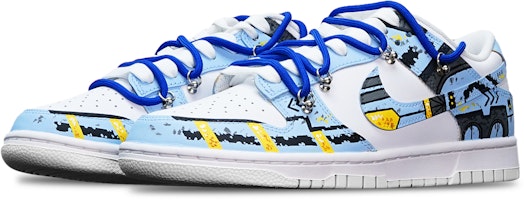 【訂製球鞋】 Nike Dunk Low 戰損高達 機能風 賽博龐克 解構 低筒 板鞋 GS 霧霾藍 Lookbook 【訂製球鞋】 Nike Dunk Low 戰損高達 機能風 賽博龐克 解構 低筒 板鞋 GS 霧霾藍