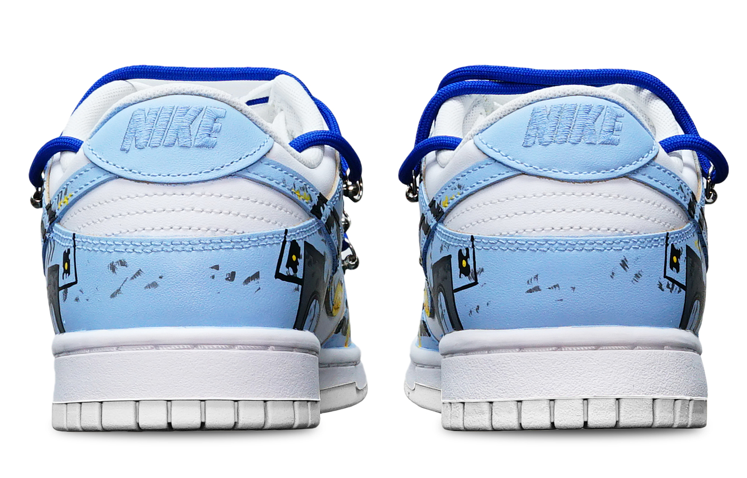 Shop 나이키 덩크 로우 '스모키 블루 건담' (커스텀) DH9765-100(TeamT-战损3雾霾蓝S-BOX)