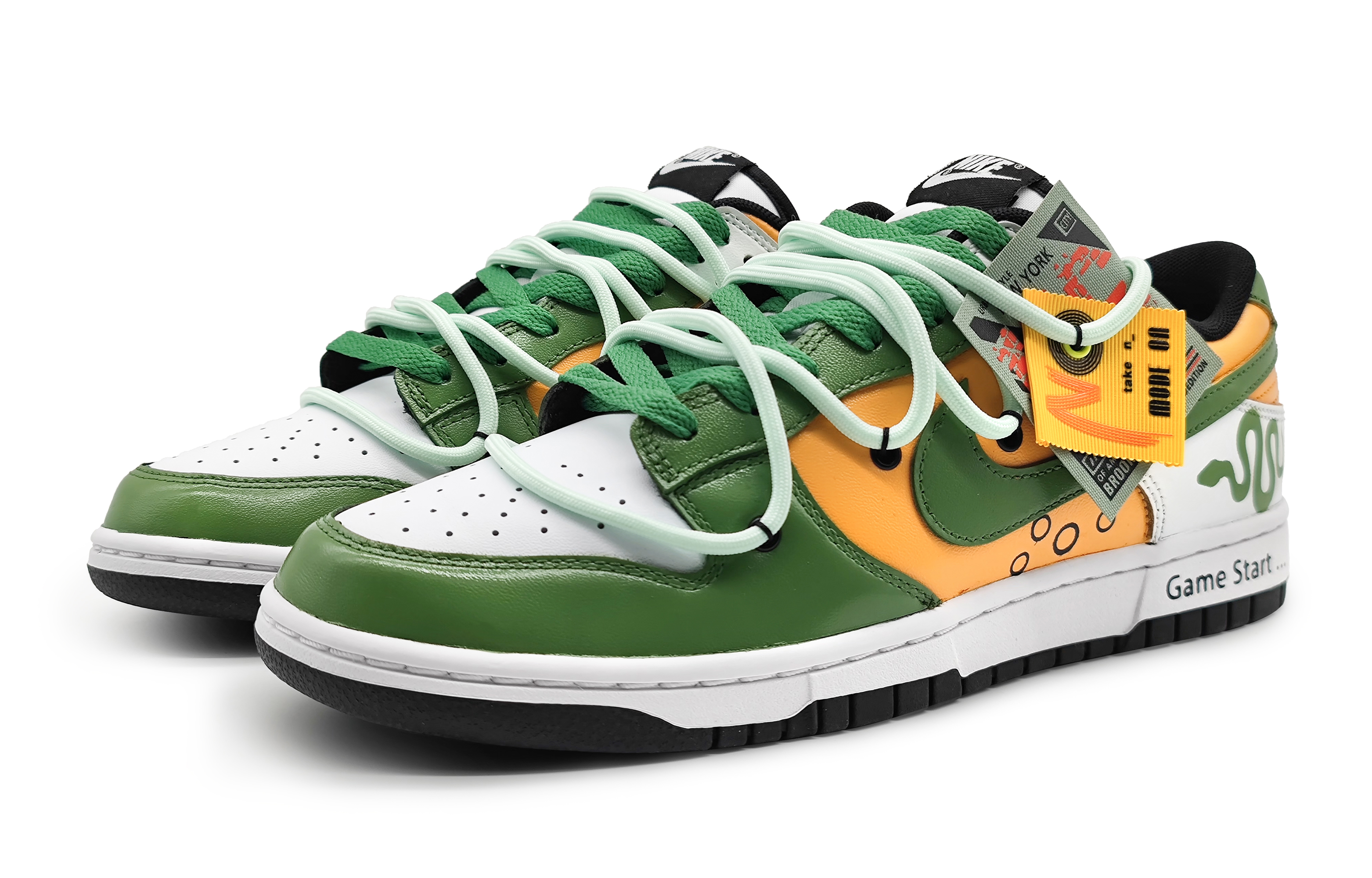 Lookbook Zapatillas Nike Dunk Low 'Serpiente Graffiti Blanco-Verde' CW1590-100(Team16-女款贪吃蛇绿)
