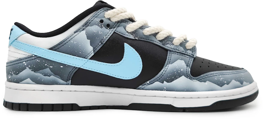 【訂製球鞋】Nike Dunk Low 南極冰川 保護環境 絹絹雪山 雪落飛花 環保主題鞋 低筒 板鞋 GS 黑藍 Order 【訂製球鞋】Nike Dunk Low 南極冰川 保護環境 絹絹雪山 雪落飛花 環保主題鞋 低筒 板鞋 GS 黑藍