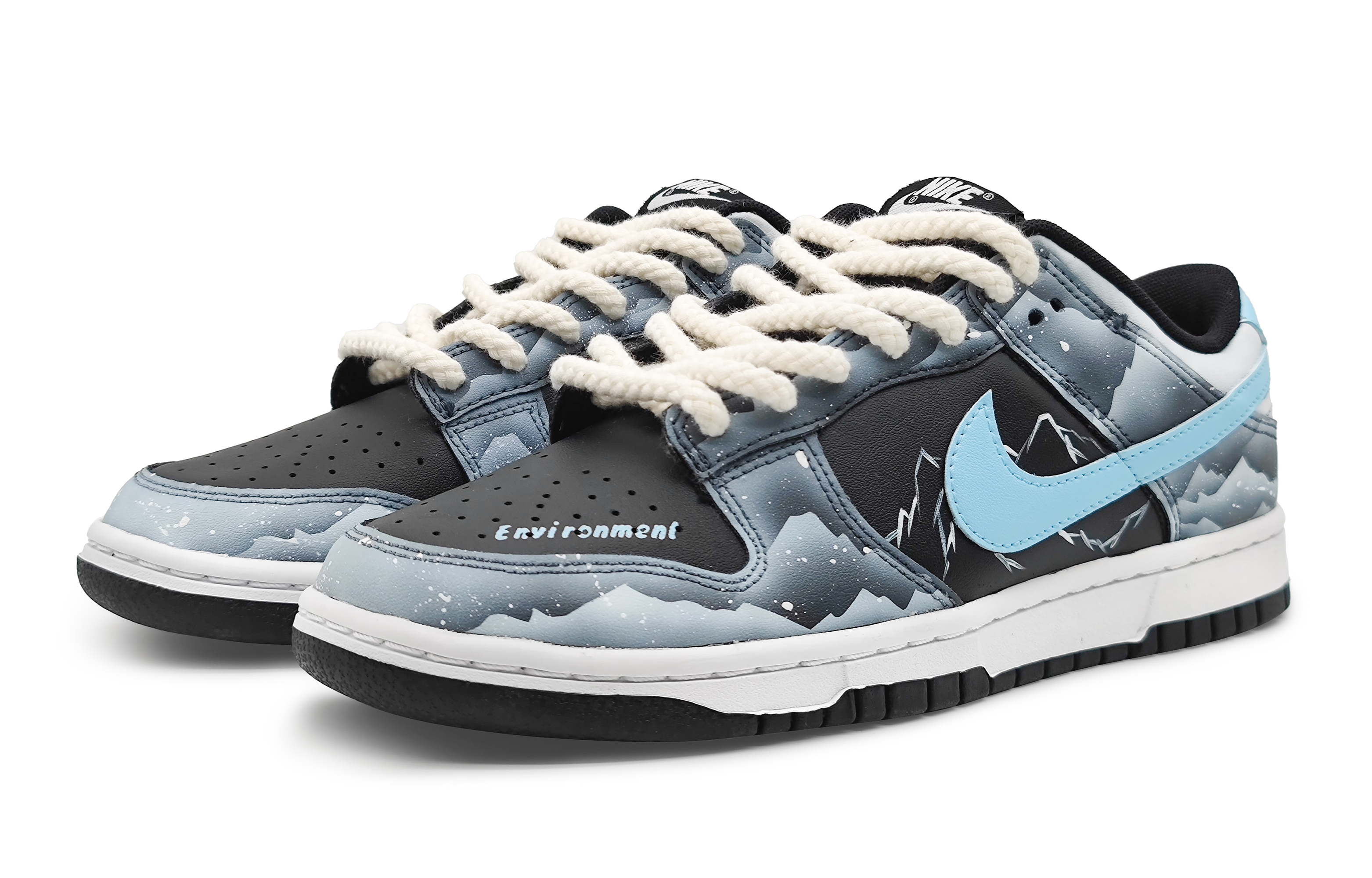 Lookbook [カスタムシューズ] ナイキ ダンク ロー 'スノー マウンテン' FD1232-001(Team16-女款南极冰川蓝)