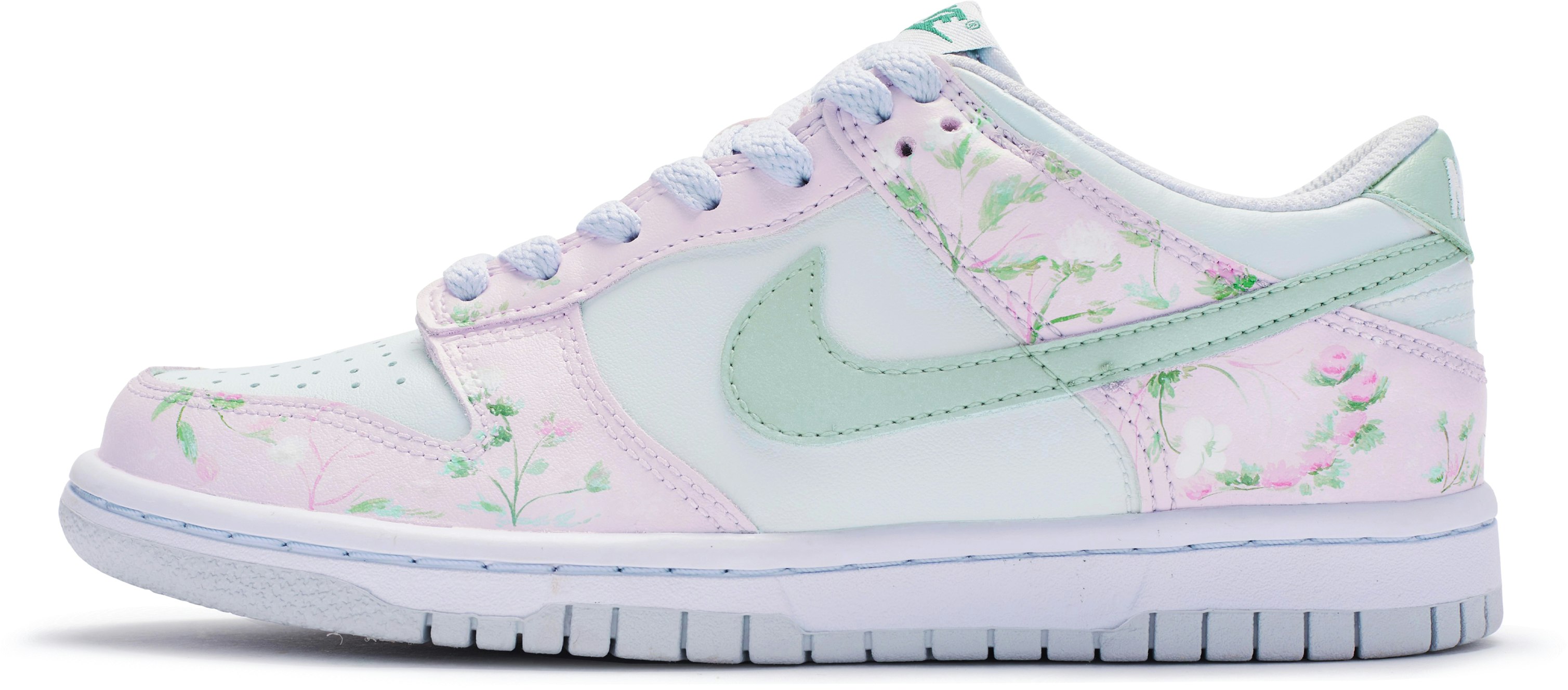 custom-shoes-nike-dunk-low-soft-pink-green-floral