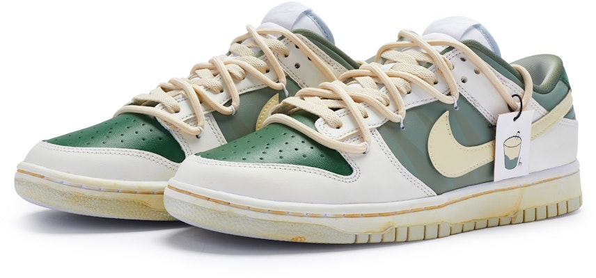 【定製球鞋】 Nike Dunk Low 豆乳抹茶 清爽簡約 手繪噴繪 低幫 板鞋 男款 白綠黃 Lookbook 【定製球鞋】 Nike Dunk Low 豆乳抹茶 清爽簡約 手繪噴繪 低幫 板鞋 男款 白綠黃