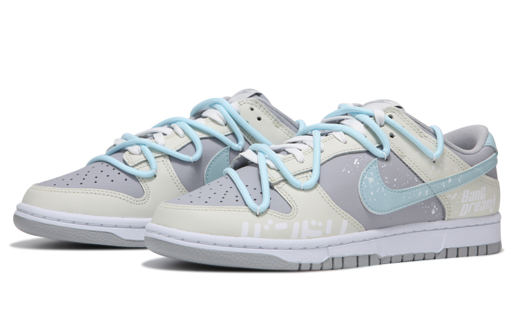 Shop [Kasut Custom] Nike Dunk Low 'Krim Harimau Biru Tali Bercerai Berbintik' DJ6188-003(Team24-男款米灰蓝)
