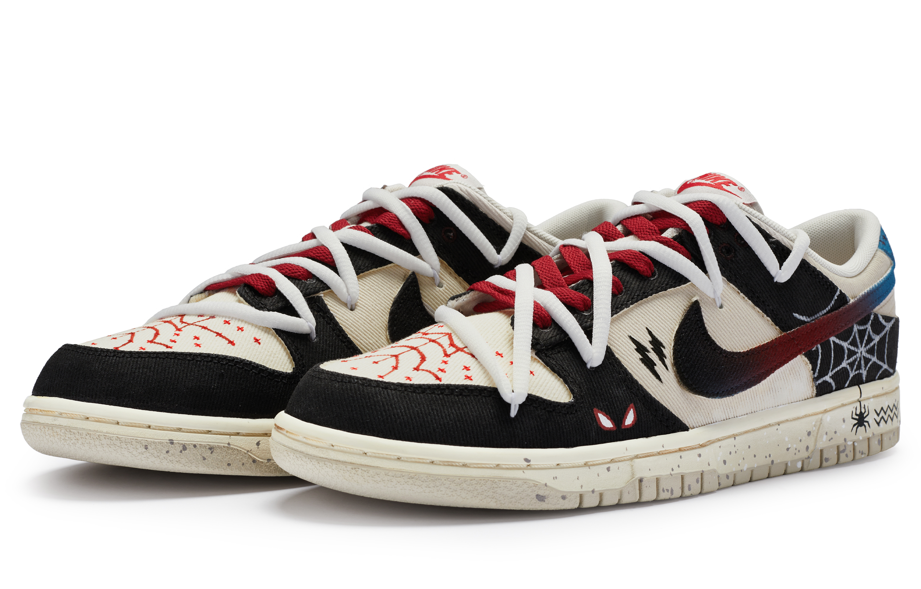 Lookbook 나이키 덩크 로우 '스파이더-블랙레드' (커스텀) DV0834-100（Team80-男款小黑蛛米黑红）