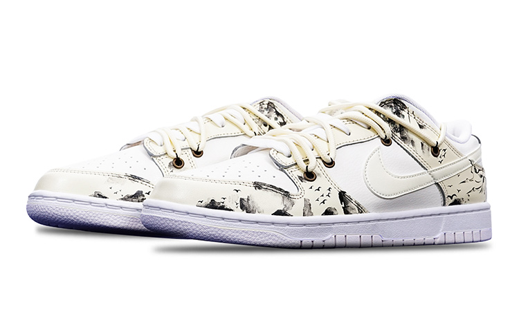 Lookbook 【定制球鞋】 Nike Dunk Low 國潮 中國風 潑墨大仙鶴 Vibe 解構雙鞋帶 限量特殊鞋盒 低幫 板鞋 GS 米白黑
