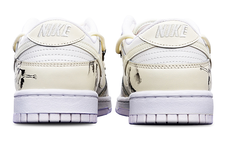 Shop 【定制球鞋】 Nike Dunk Low 國潮 中國風 潑墨大仙鶴 Vibe 解構雙鞋帶 限量特殊鞋盒 低幫 板鞋 GS 米白黑