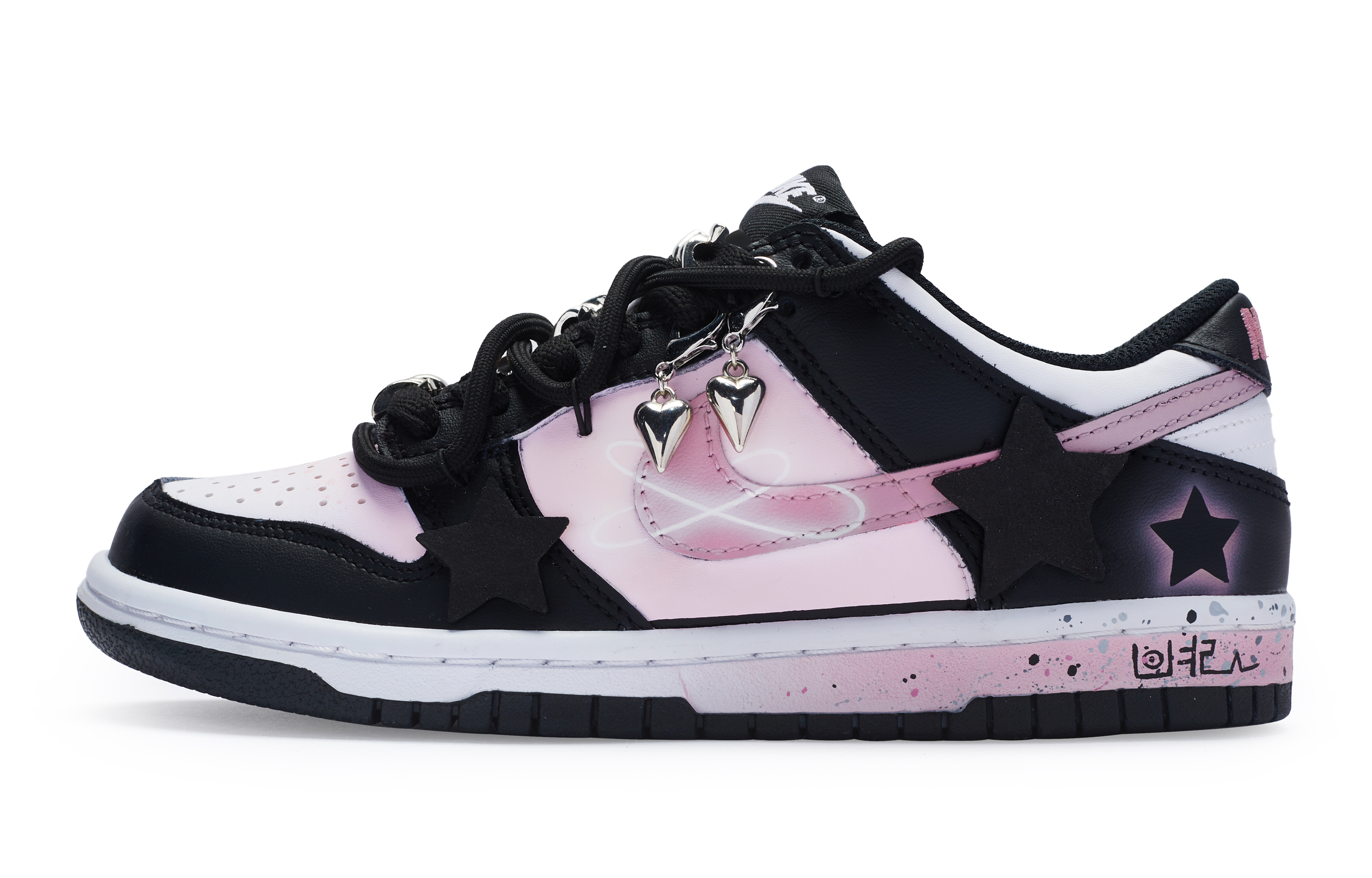 [Custom Shoes] Nike Dunk Low 'Splatter Graffiti - Black Pink White'