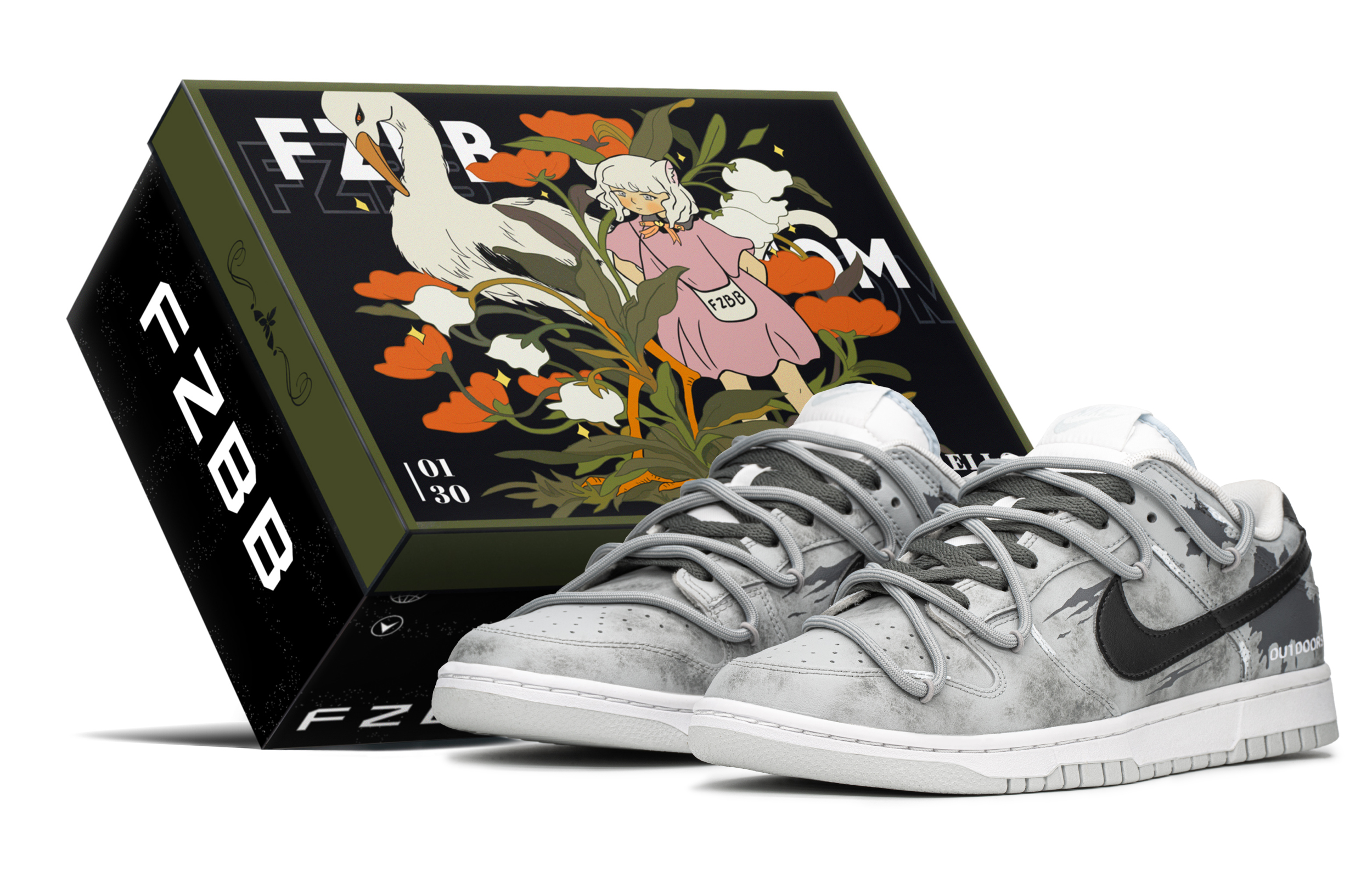 Buy [Sepatu Kustom] Nike Dunk Low 'Splatter Graffiti Biru Abu Putih' DV0831-101-466454