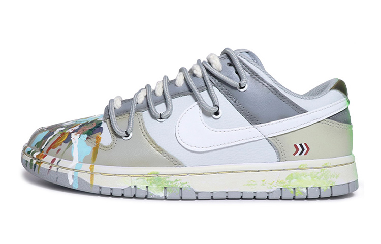 Buy [Zapatillas Personalizadas] Nike Dunk Low 'Gris Blanco Salpicado' DH9765-001(Team伍-女款做旧泼墨灰白)