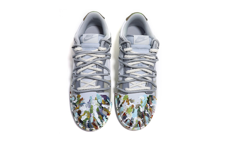 Shop [Zapatillas Personalizadas] Nike Dunk Low 'Gris Blanco Salpicado' DH9765-001(Team伍-女款做旧泼墨灰白)