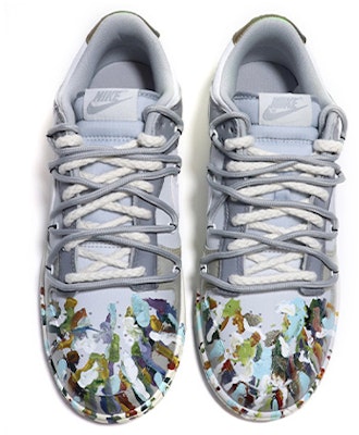 【定制球鞋】Nike Dunk Low 定制 做舊潑墨 高街 星溯未來 低幫 板鞋 GS 灰白 Shop 【定制球鞋】Nike Dunk Low 定制 做舊潑墨 高街 星溯未來 低幫 板鞋 GS 灰白