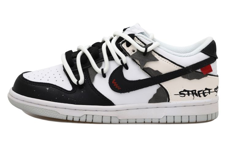 Buy 【客製球鞋】Nike Dunk Low 星星貼布字母 OW風 街頭做舊解構風 禮盒低筒板鞋 GS 黑白灰