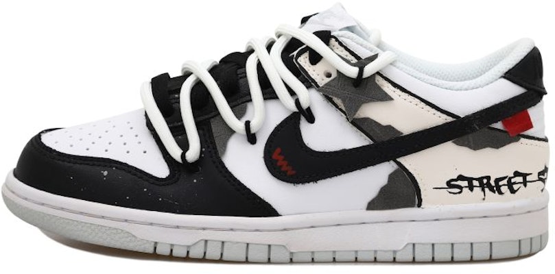 【客製球鞋】Nike Dunk Low 星星貼布字母 OW風 街頭做舊解構風 禮盒低筒板鞋 GS 黑白灰 Buy 【客製球鞋】Nike Dunk Low 星星貼布字母 OW風 街頭做舊解構風 禮盒低筒板鞋 GS 黑白灰