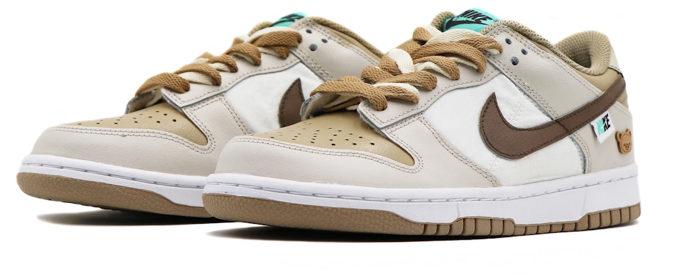 【定制球鞋】Nike Dunk Low 蒸汽木偶 雙層鞋帶 小熊餅乾 經典 板鞋 GS 棕白 Lookbook 【定制球鞋】Nike Dunk Low 蒸汽木偶 雙層鞋帶 小熊餅乾 經典 板鞋 GS 棕白