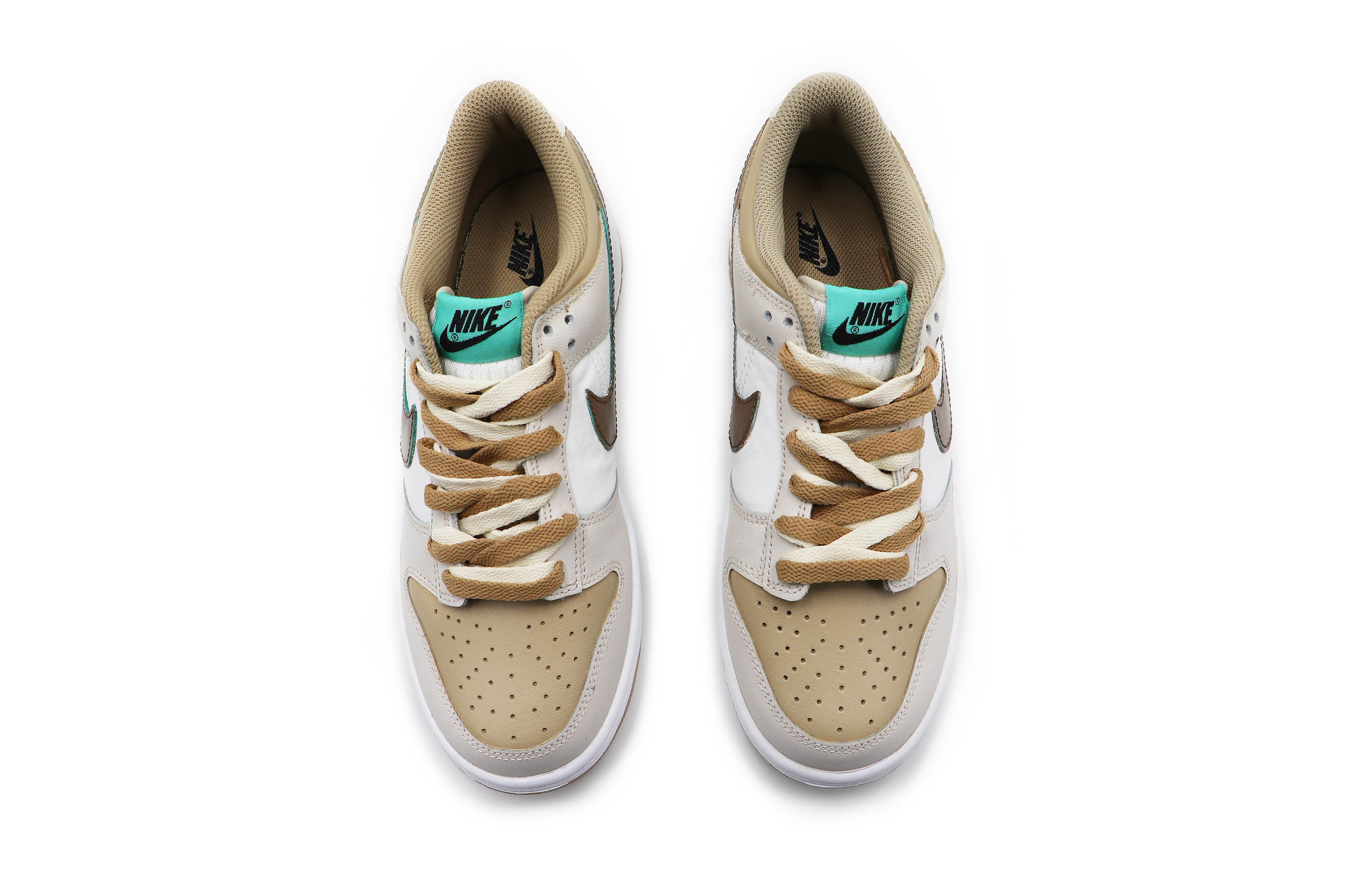 Shop 【定制球鞋】Nike Dunk Low 蒸汽木偶 雙層鞋帶 小熊餅乾 經典 板鞋 GS 棕白