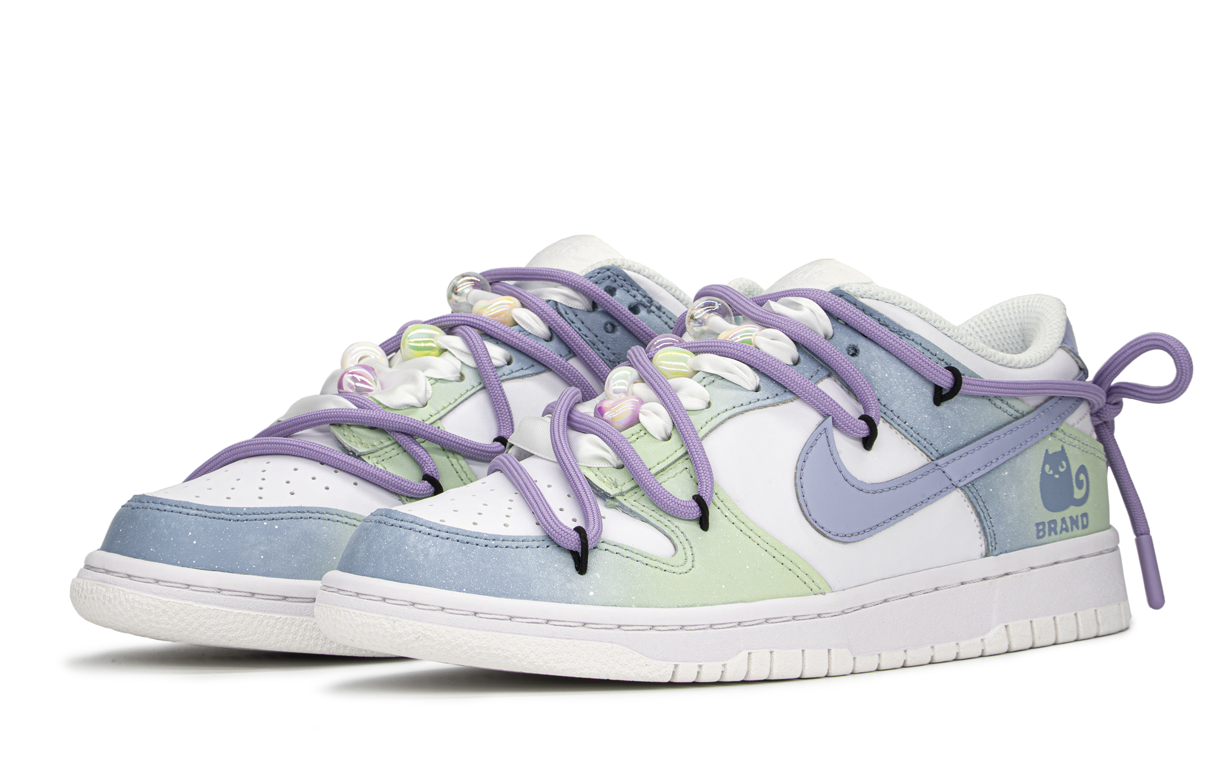 Lookbook [Zapatillas Personalizadas] Nike Dunk Low 'Gato Estelar Morado-Verde-Blanco' DH9765-100(TeamA-DK星空猫)