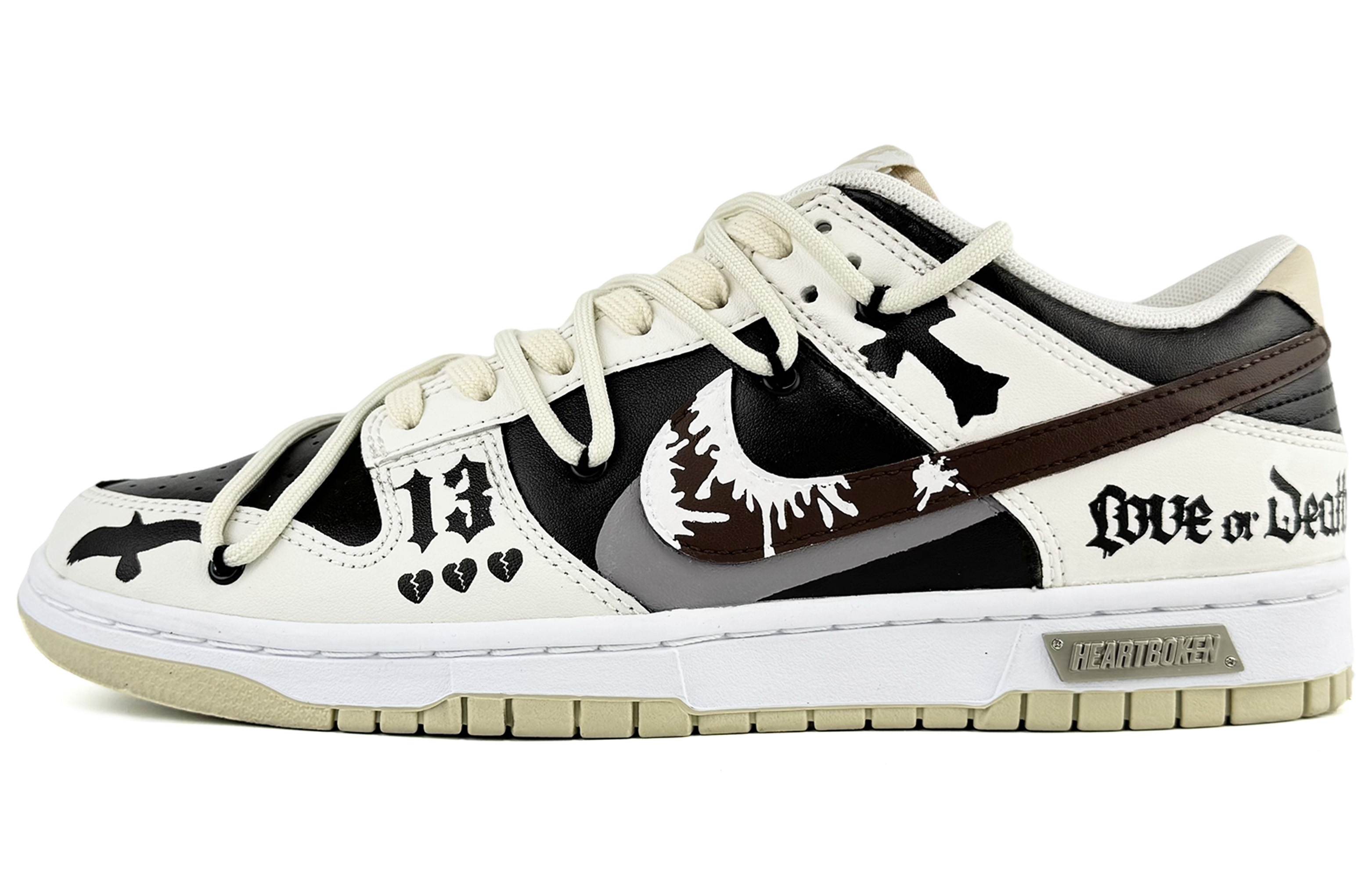 Order 【客製化球鞋】Nike Dunk 隨心 怪奇故事系列 哥德風 十字架 解構綁帶 低筒 板鞋 男款 米白色