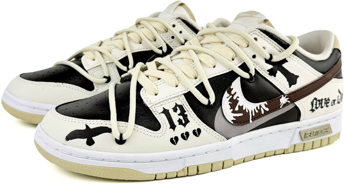 【客製化球鞋】Nike Dunk 隨心 怪奇故事系列 哥德風 十字架 解構綁帶 低筒 板鞋 男款 米白色 Shop 【客製化球鞋】Nike Dunk 隨心 怪奇故事系列 哥德風 十字架 解構綁帶 低筒 板鞋 男款 米白色