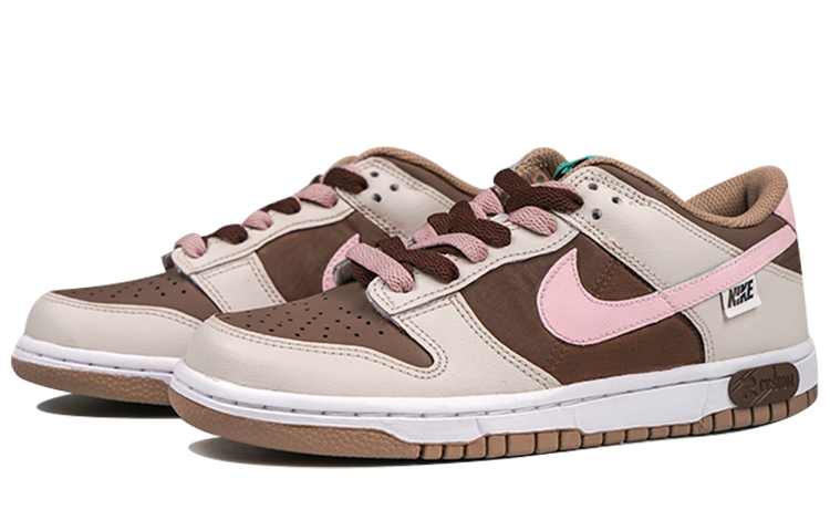 Lookbook 【客製球鞋】Nike Dunk Low 草莓巧克力 甜酷風 雙色鞋帶 低幫 板鞋 GS 粉棕