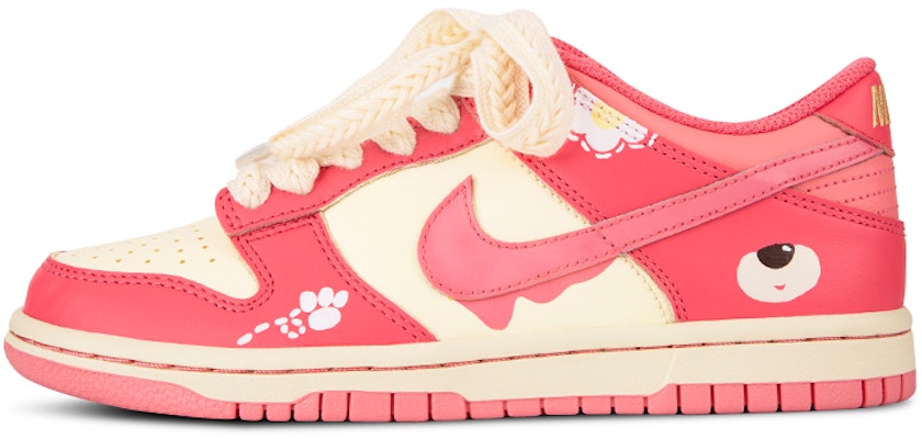 【訂製球鞋】 Nike Dunk Low 清新少女 草莓花 奶油小熊 復古潮流 休閒 低筒 板鞋 GS 黃紅 Buy 【訂製球鞋】 Nike Dunk Low 清新少女 草莓花 奶油小熊 復古潮流 休閒 低筒 板鞋 GS 黃紅