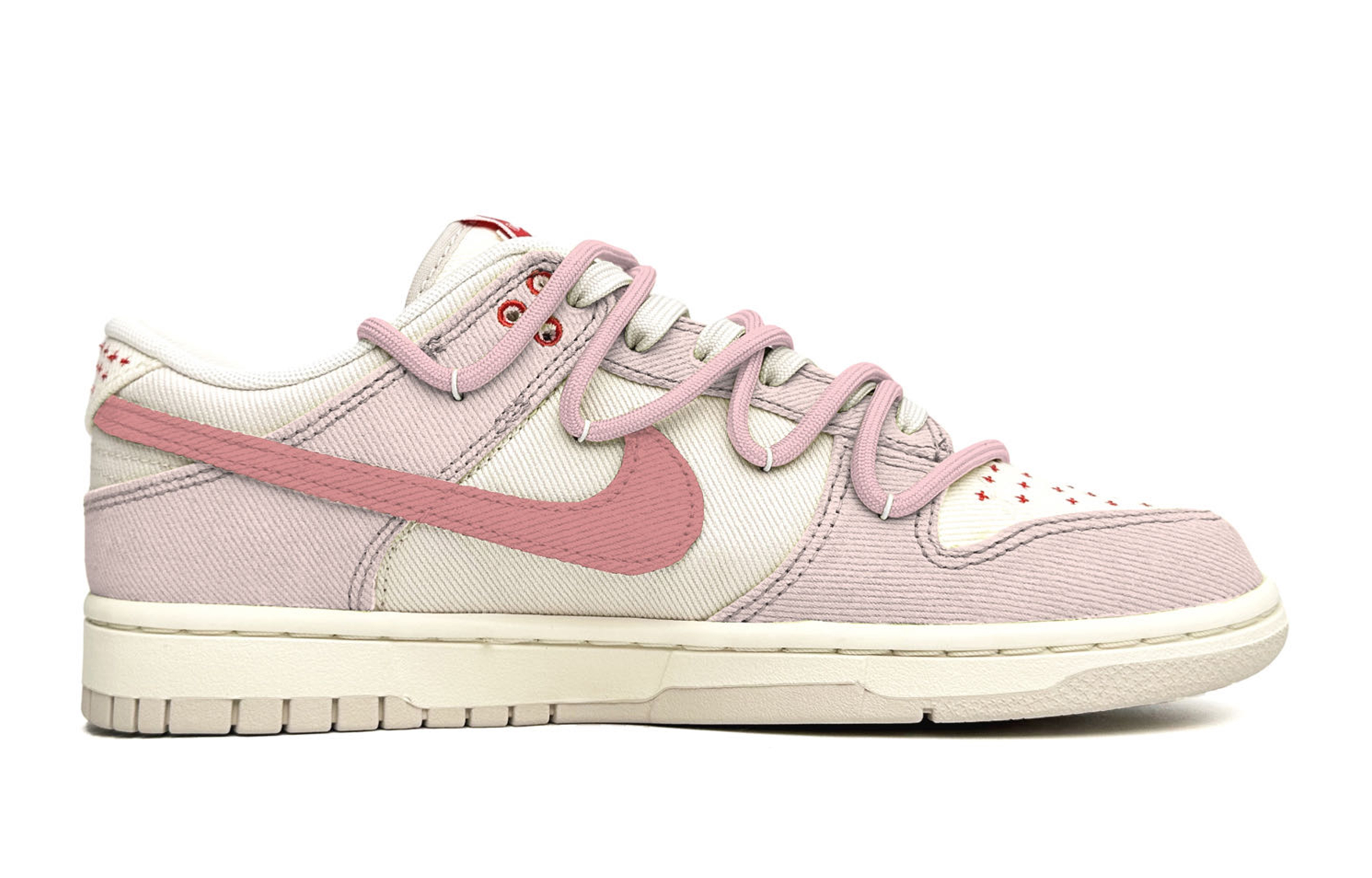 Order 【訂製球鞋】 Nike Dunk Low 荓莓奶昔 清新 手繪 解構鞋帶 低筒 板鞋 男款 白粉