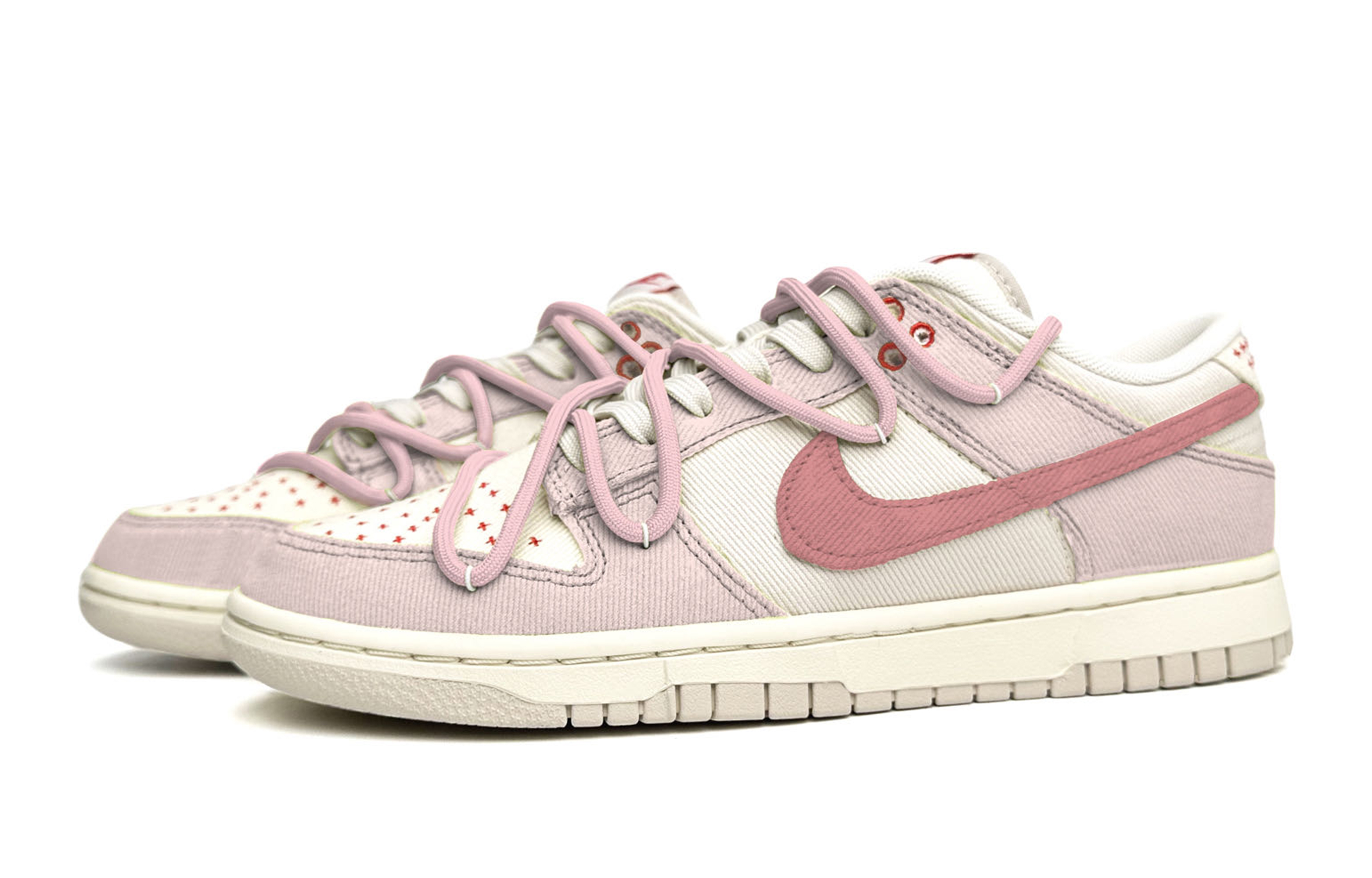 Lookbook 【訂製球鞋】 Nike Dunk Low 荓莓奶昔 清新 手繪 解構鞋帶 低筒 板鞋 男款 白粉