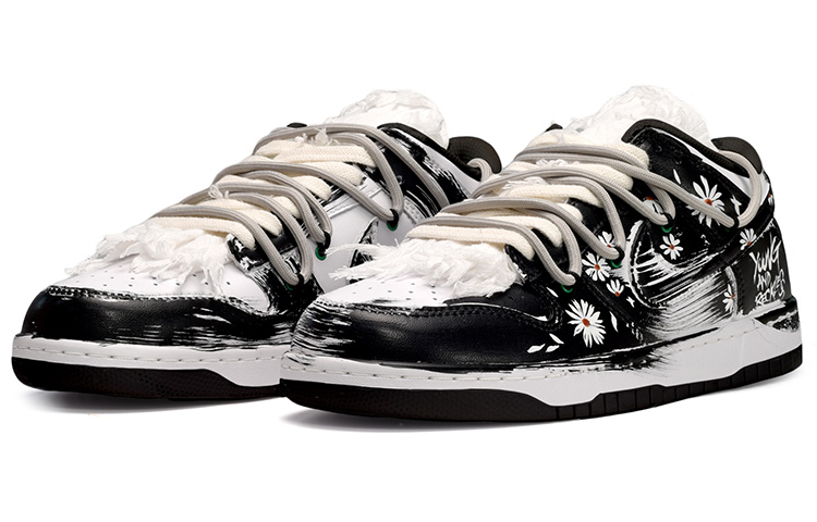 Lookbook 【客製球鞋】 Nike Dunk Low 解構風 街頭塗鴉 小雛菊 低筒 板鞋 男款 黑白灰