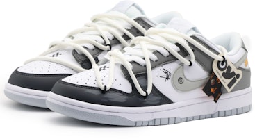【訂製球鞋】 Nike Dunk Low 外穿搭 街頭塗鴉 復古做舊 解構 低幫 板鞋 男款 灰白黑 Lookbook 【訂製球鞋】 Nike Dunk Low 外穿搭 街頭塗鴉 復古做舊 解構 低幫 板鞋 男款 灰白黑