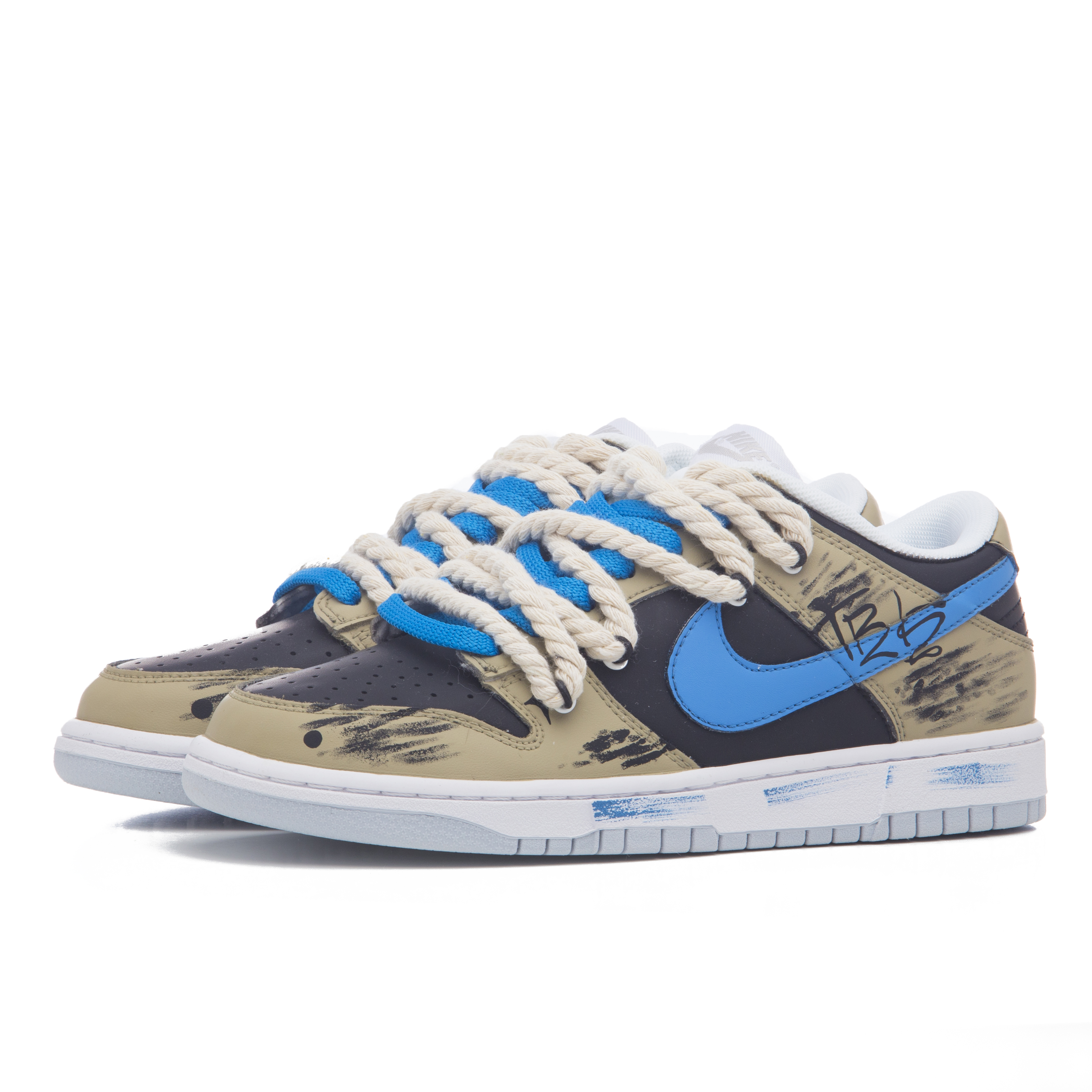 Lookbook [Kasut Custom] Nike Dunk Low 'Grafiti Jalan Dinding Kelabu Biru Coklat' DV0831-101(Team60-男款后街)