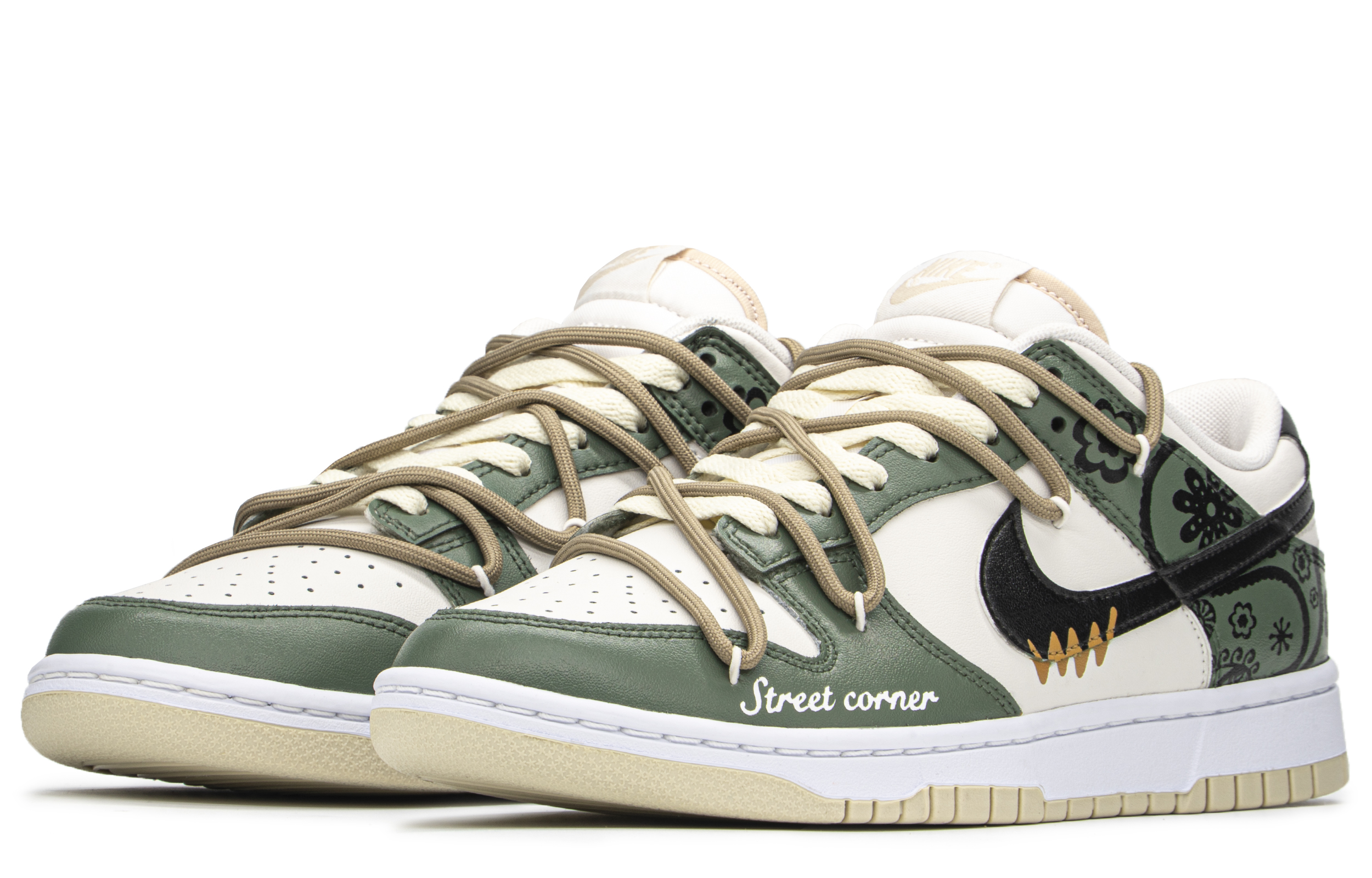 Lookbook 【客製化球鞋】Nike Dunk Low FZBB 街頭腰果 愛情潮流 主題 低筒 板鞋 男款 卡其綠